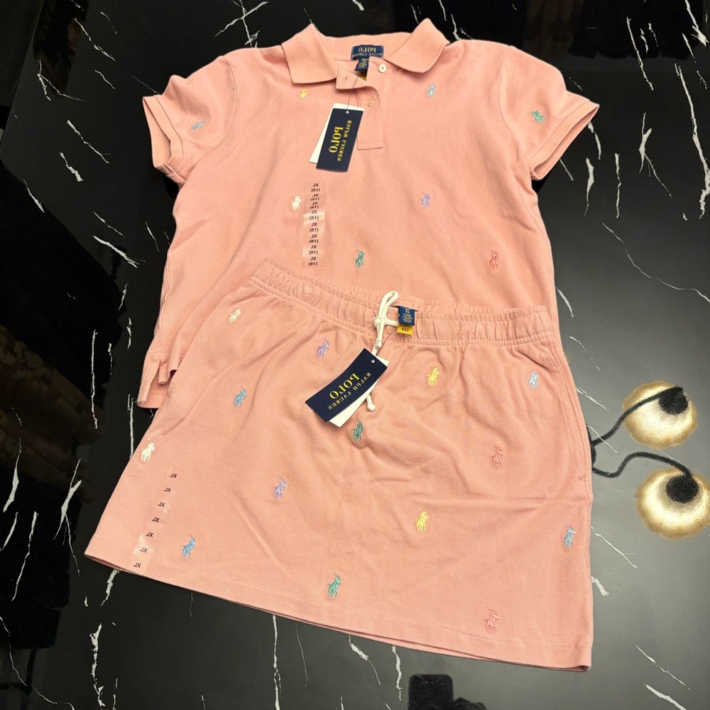 Polo by Ralph Lauren Kids Light Pink Polo skirt suit